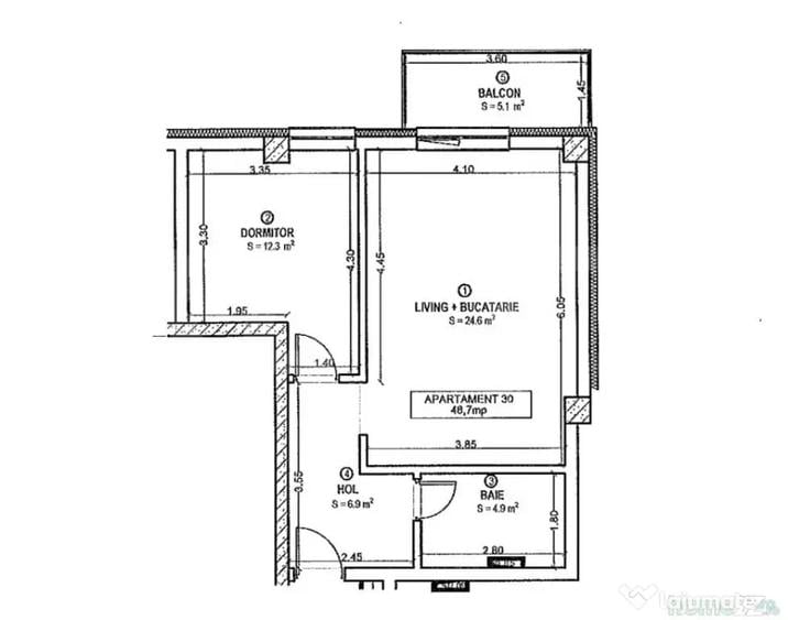 Apartament 2 camere, decomandat, etaj 3, parcare subterana - 1