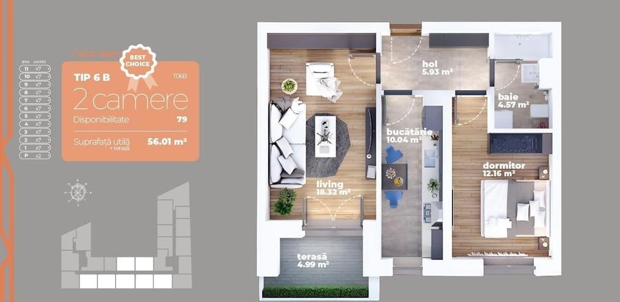 Ap 2 Camere/Finisaje la Alegere/ Pozitie Ideala/ Bd 1 Decembrie 1918 - 2