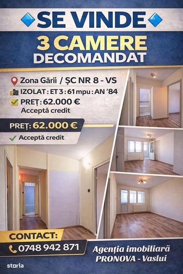 Apartament cu balcon si debara, 3 camere, 61mp - 1