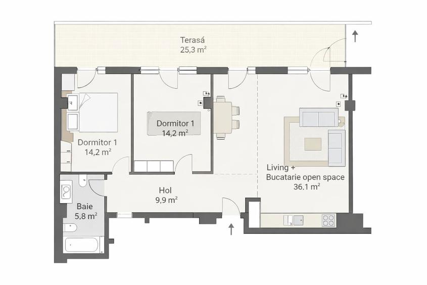 Se ofera spre vanzare apartament spatios cu 3 camere, loc de parcare - 4