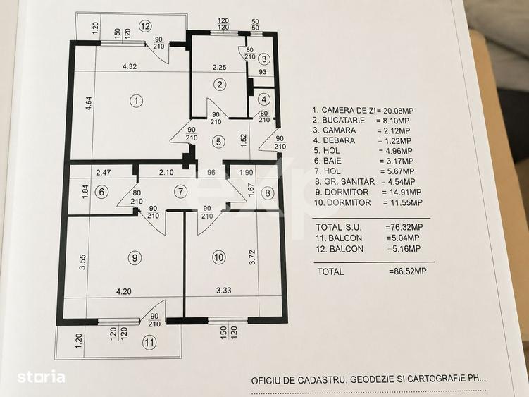 Apartament cu 3 camere decomandat în Est