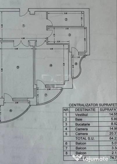 Apartament cu 2 camere decomandat în Unirii
