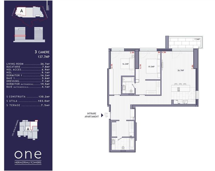 Apartament cu 3 camere semidecomandat în Herăstrău