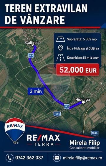 Teren agricol extravilan de 5892 mp, în Colțirea