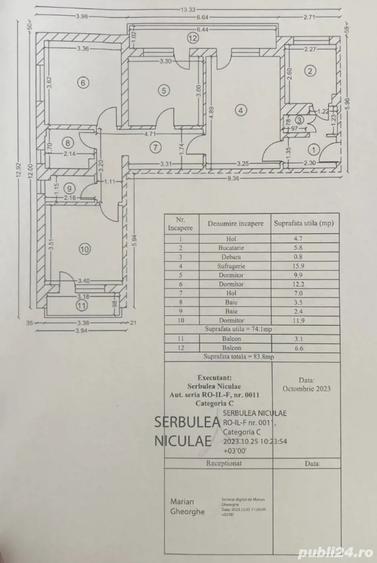 Apartament cu 4 camere nedecomandat în Urziceni