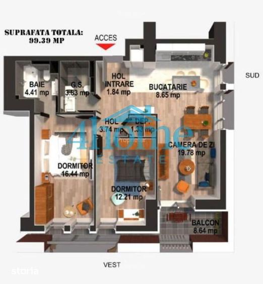 Apartament cu 3 camere, mobilat în Drumul Taberei