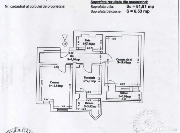 Apartament cu 2 camere decomandat în Central
