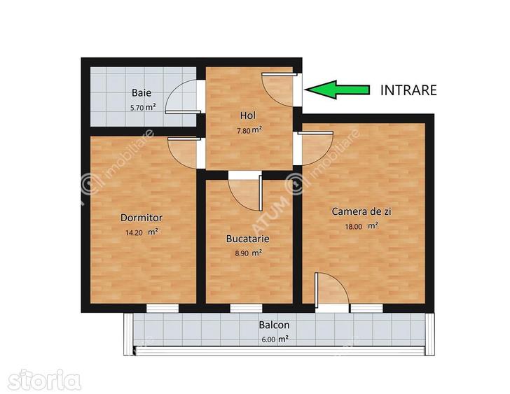 Apartament cu 2 camere decomandat, mobilat în Sud