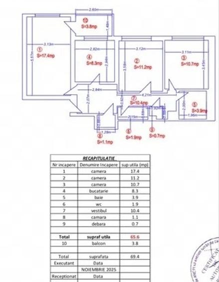 Apartament cu 3 camere decomandat în Ștefan cel Mare