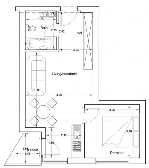 Apartament cu 2 camere decomandat în Nord