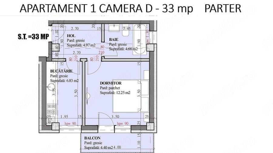 Apartament cu 3 camere decomandat în Tomești
