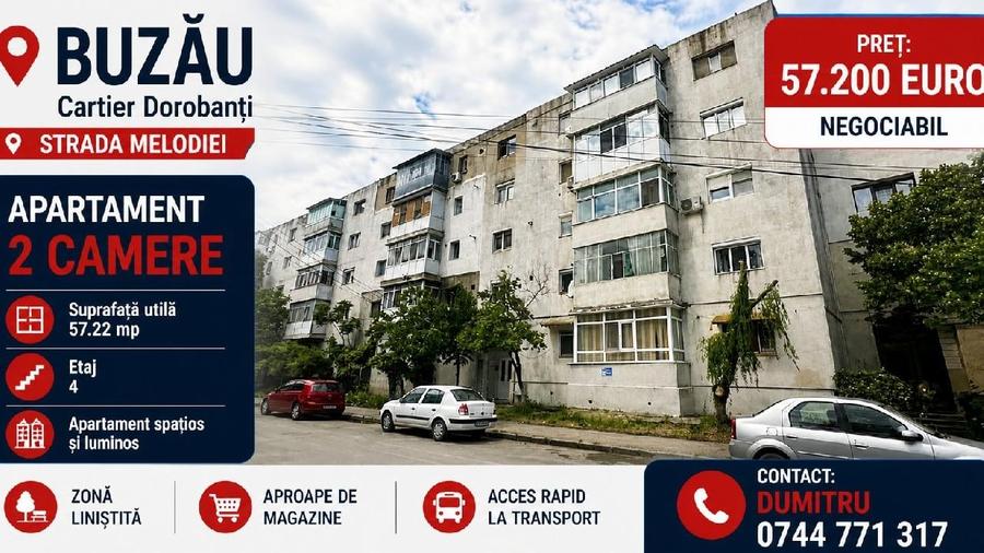 Apartament cu 2 camere semidecomandat în Micro 5