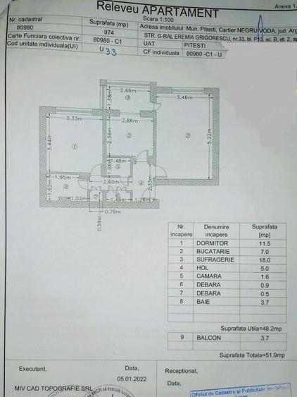 Apartament cu 2 camere decomandat în Eremia