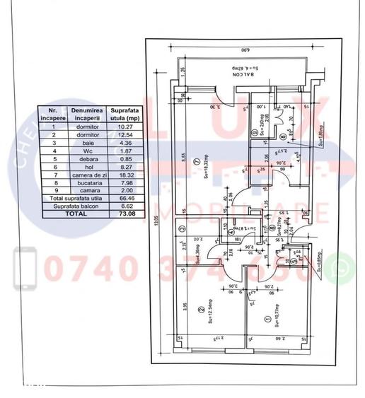 Apartament cu 3 camere decomandat în Babadag