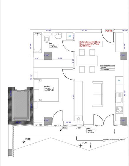 Apartament cu 2 camere în Republicii
