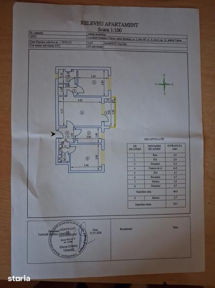 Apartament cu 3 camere semidecomandat în Exterior Vest