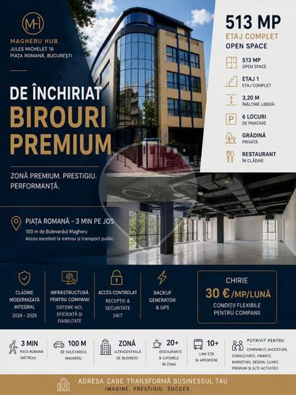 Birou, de 514 mp, în P-ța Romană