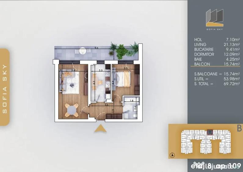 Apartament cu 2 camere decomandat în Central