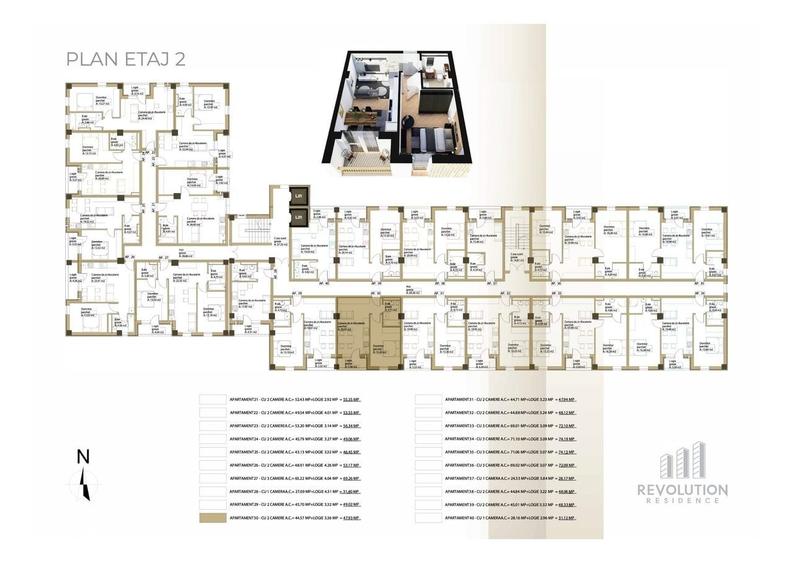 Apartament cu 2 camere în Republicii
