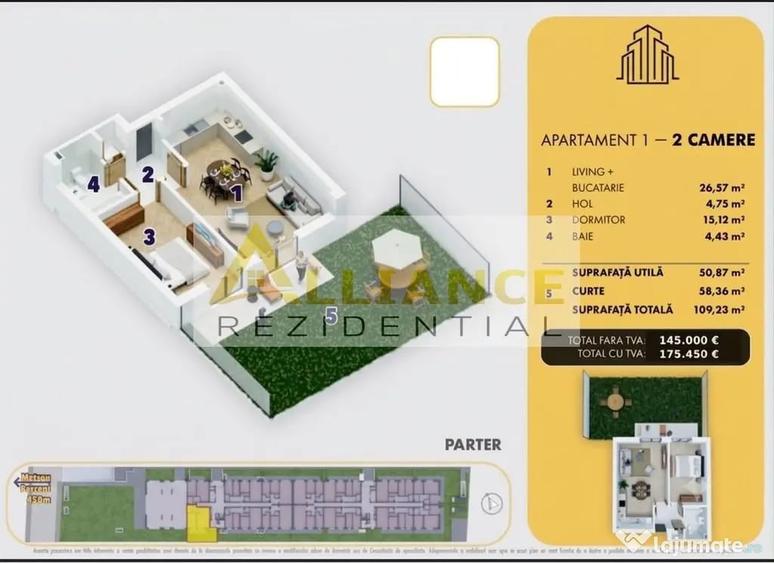 5 MINUTE METROU BERCENI - APARTAMENT 2 CAMERE + CURTE - 1... - Popesti Leordeni (Bucuresti-Ilfov) - 2