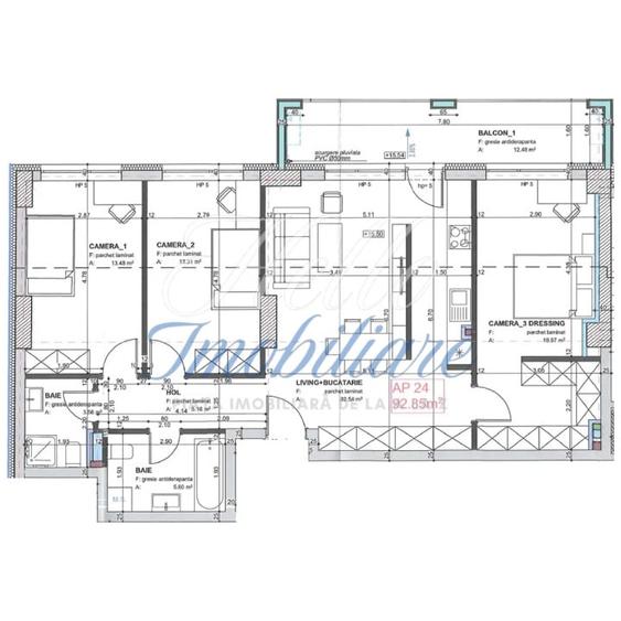 Apartament cu 4 camere în Mărăști