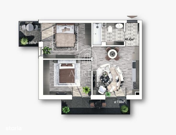 Apartament cu 2 camere în Apahida