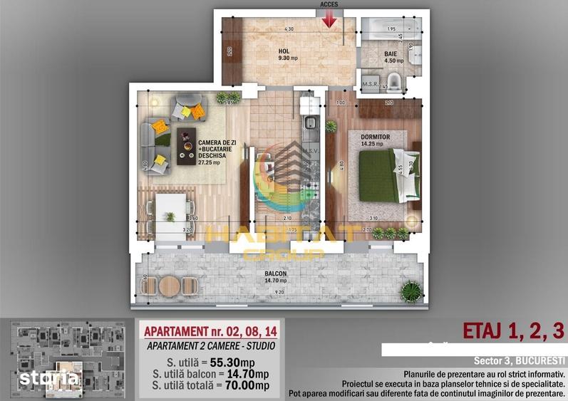 Apartament cu 2 camere în Sălăjan