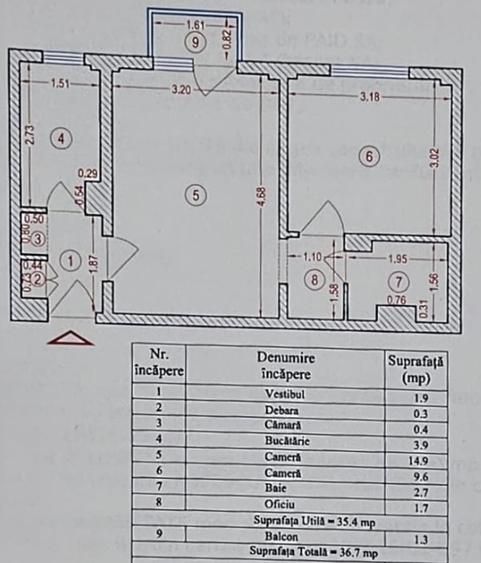 Apartament cu 2 camere semidecomandat, mobilat în Veteranilor