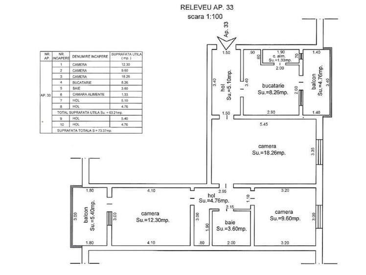 Apartament cu 3 camere semidecomandat în Girocului