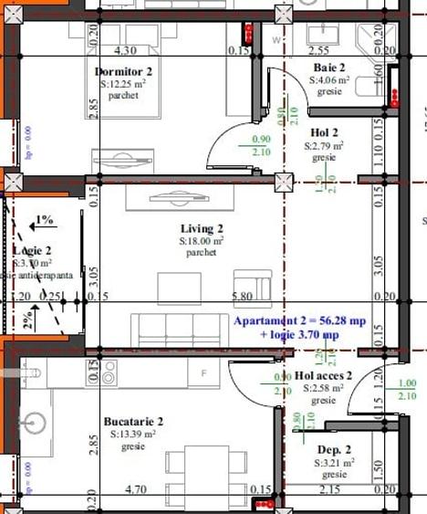 Apartament cu 2 camere în Cetate