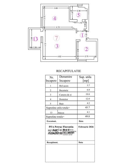 Apartament cu 2 camere decomandat în Rediu