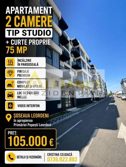 Apartament 2 camere tip Studio + 75 mp curte proprie - 1