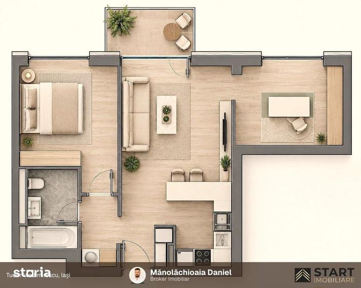 Apartament cu 3 camere în Mogoșești