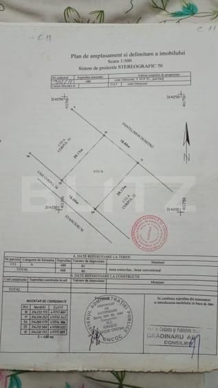 Teren Construcții extravilan de 488 mp, în Ghercești