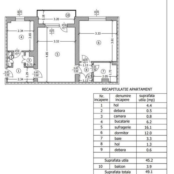 Apartament cu 2 camere semidecomandat în Nord