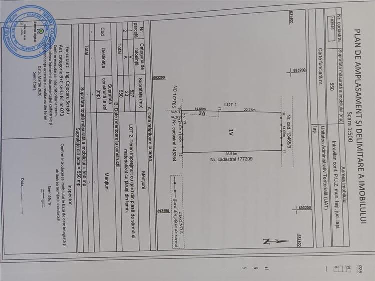 Teren Construcții intravilan de 550 mp, în Galata
