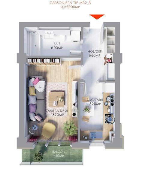 DIRECT PROPRIETAR- Vand garsoniera+boxa+loc de parcare- Complex Maurer Residence Brasov, 39mp - 1