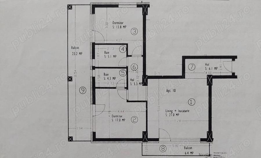 Apartament cu 3 camere decomandat în Bulgaria