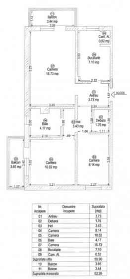 Apartament cu 3 camere decomandat în Lipovei