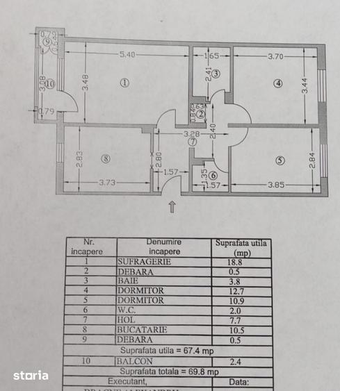 Apartament cu 3 camere decomandat în Popa Șapcă