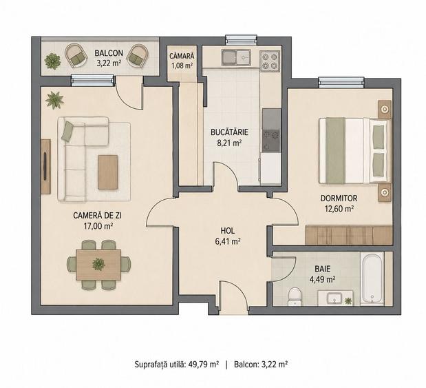 Vand apartament 2 camere Micro - 4