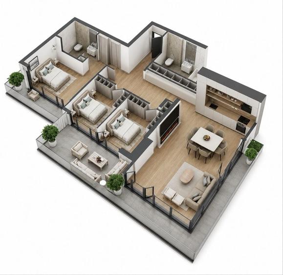 Apartament cu 4 camere în Central