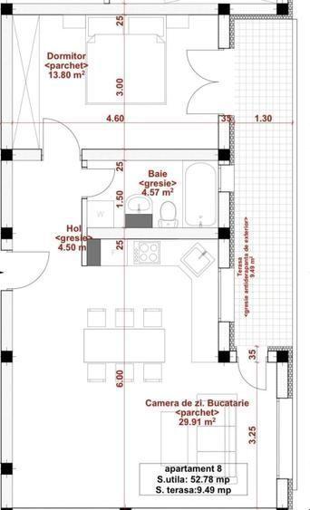 Apartament cu 2 camere, mobilat în Dumbrăvița