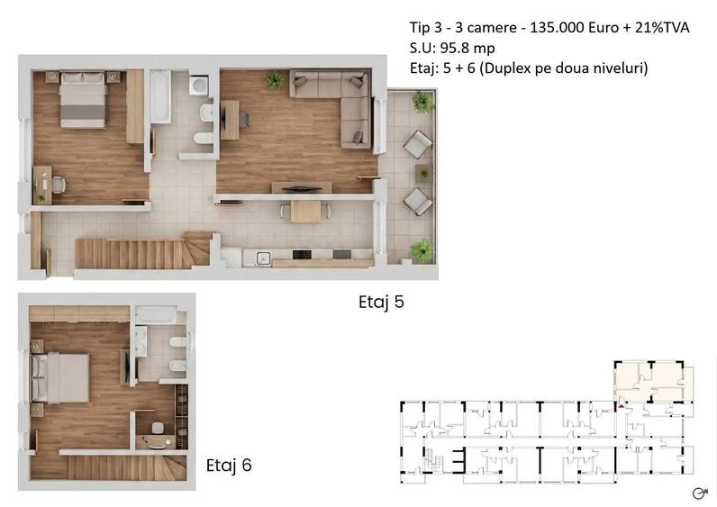 Apartament cu 3 camere decomandat în Berceni