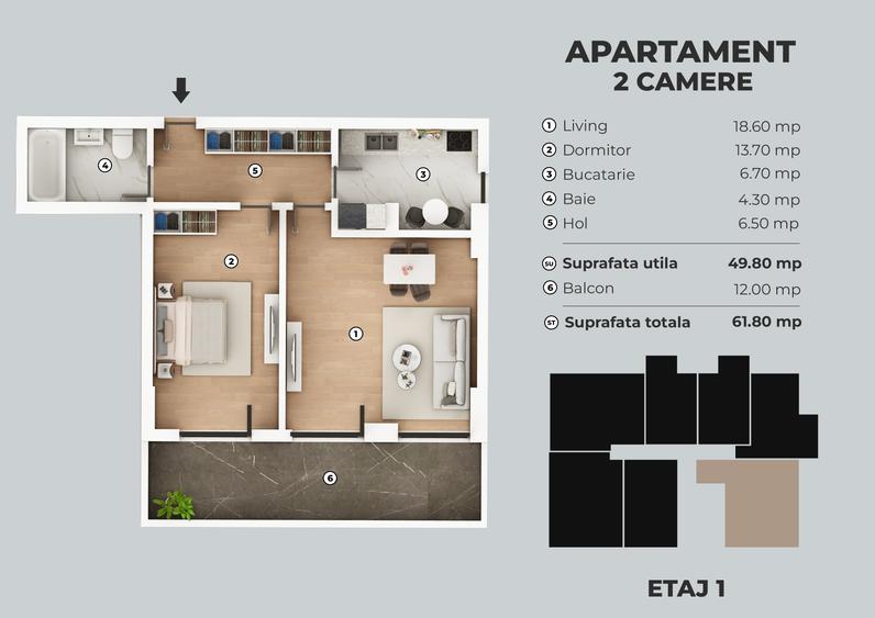 Metalurgiei Carrefour - 2 camere + terasa 22mp - 5