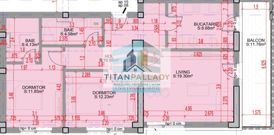 Apartament cu 3 camere în Titan