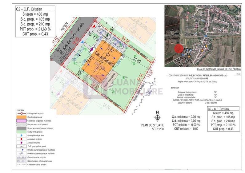 Teren Construcții intravilan de 552 mp, în Cristian
