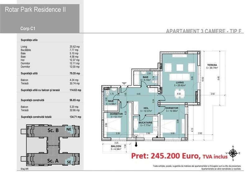 Apartament cu 3 camere decomandat în Militari