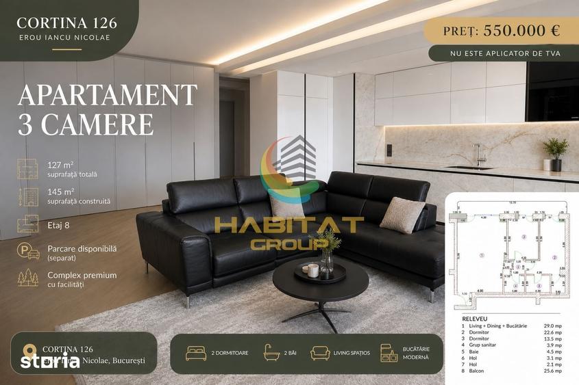 Vanzare Apartament 3 camere 127 mp - Pipera | Cortina 126 - 1