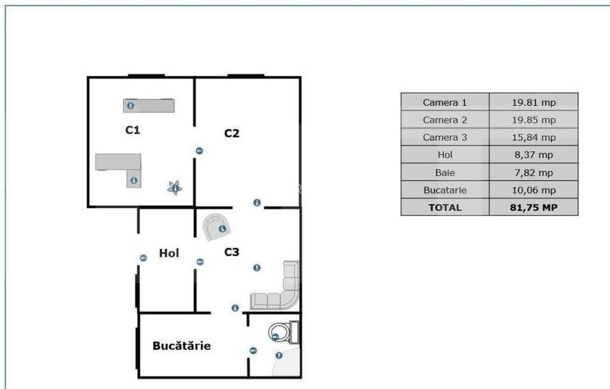 Casa 3 camere, 82 mp, curte de 1200 mp, zona Gheorgheni, posibilitate Park Auto